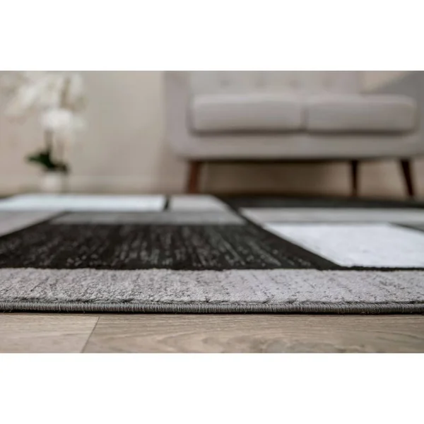 Rugshop Contemporary Modern Boxes Area Rug 5& 3x22 x 7& 3x22 Navy