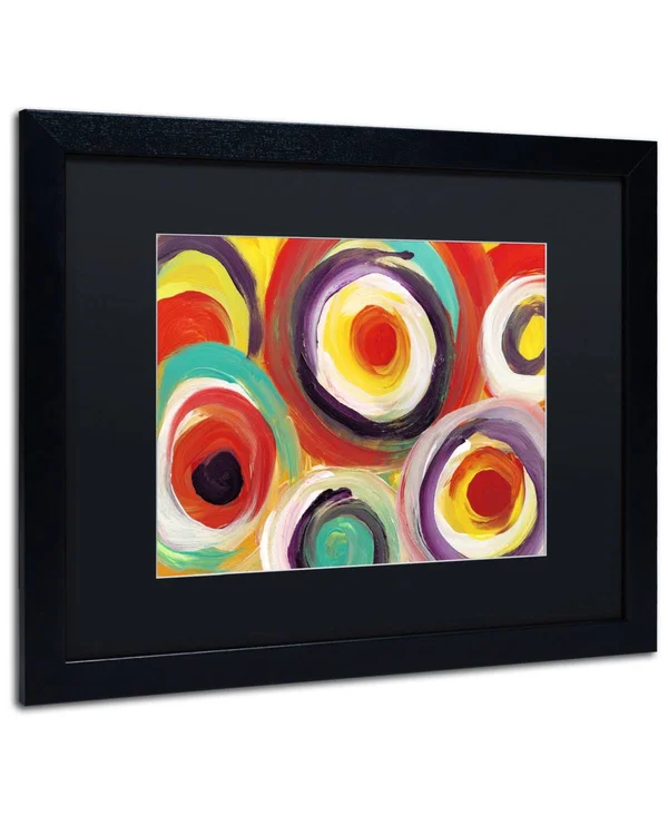 Trademark Fine Art Bright Bold Circles 2x22 by Amy Vangsgard Framed Painting Print - Matte Color: Black, Size: 16x22 H x 20x22 W