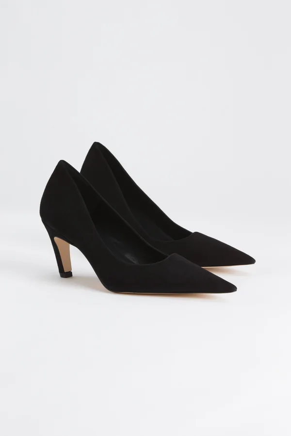 Good American Women's Icon Pump 75 in Suede Black, Extended Width/Extra Wide Size 7.5