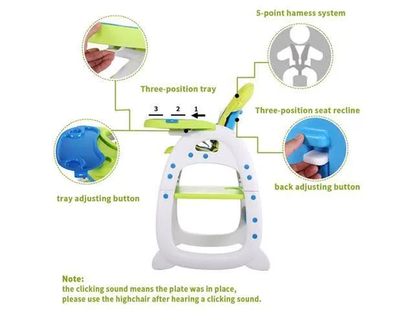 Tobbi Convertible Infant 3in1 High Chair Play Table Seat Booster Toddler Feeding Tray