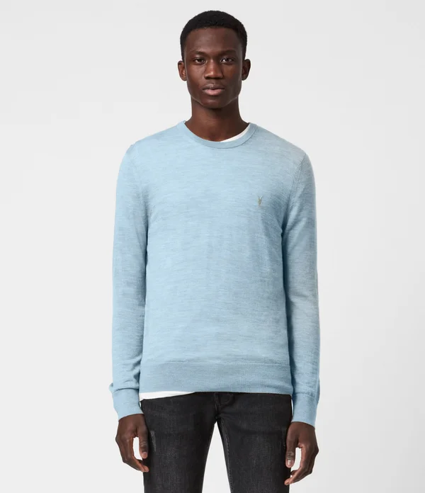 Men's Allsaints Mode Slim Fit Merino Wool Sweater, Size Large - Blue