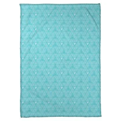 Hand Drawn Triangles Fleece Blanket East Urban Home Size: 50x22 W x 60x22 L - Color: Teal