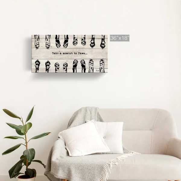 Porch & den &Paws& Wrapped Canvas Wall Art - 36x22 W x 18x22 H