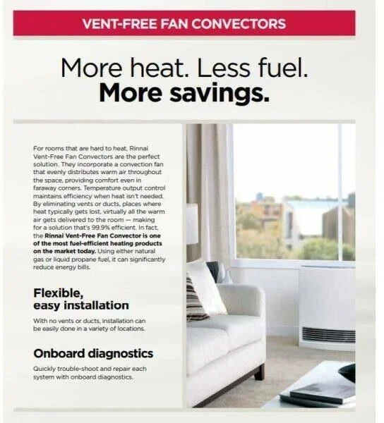 Rinnai FC510P 10 - 000 BTU Vent-Free Propane Fan Convector