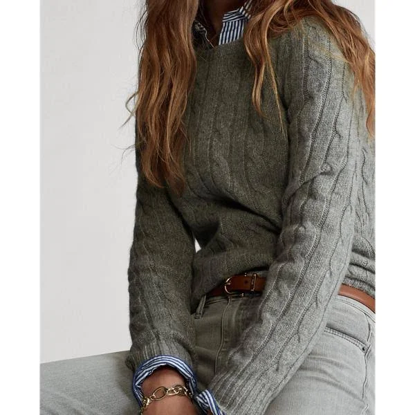 Ralph Lauren Women's Cable-Knit Cashmere Sweater - Size Xs in Battalion Grey Heather