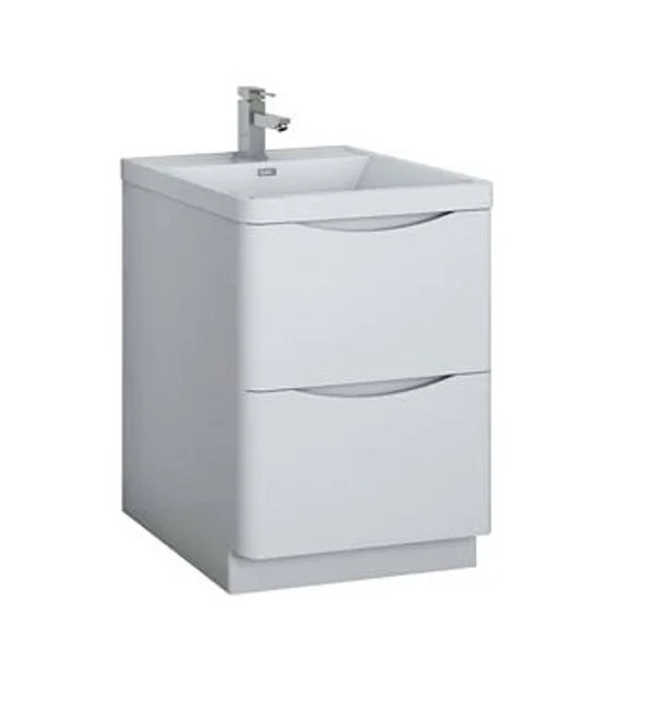 Fresca Tuscany Free Standing Single Sink Bathroom Vanity with Integrated Sink - Glossy White FCB9124WH-I