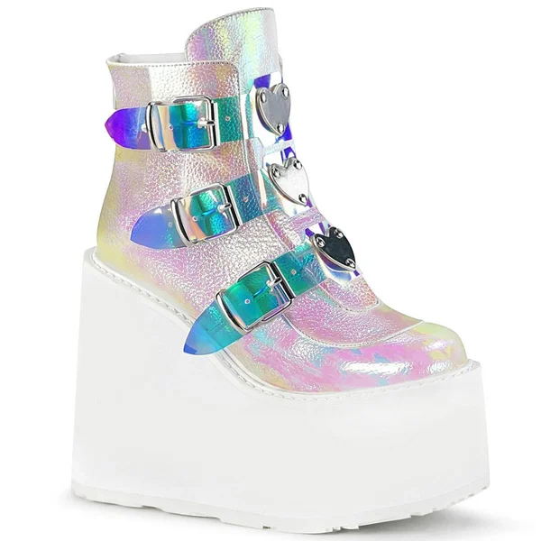 Demonia - Swing-105 12, White Vegan Leather