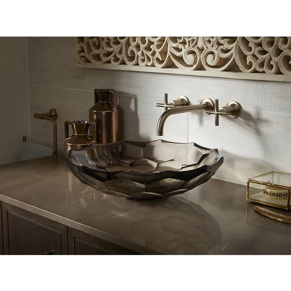 Kohler K-T14414-3-SN Purist Wall-Mount Bathroom Sink Faucet Trim with 9 1/2x22 Spout Reach Vibrant Polished Nickel