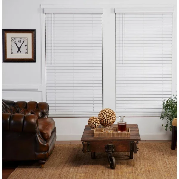 Perfect Lift Window Treatment Cut-to-Width White 2in Slats Room Darkening Cordless Faux Wood Blind-71.25in.W x 48in.L(Actual Siz