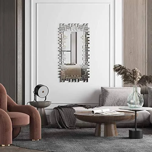 KOHROS Art Decorative Wall Mirrors Large Grecian Venetian Mirror for Hotel Home Vanity Sliver Mirror (W 24.8x22 x H 47.3x22 Rect