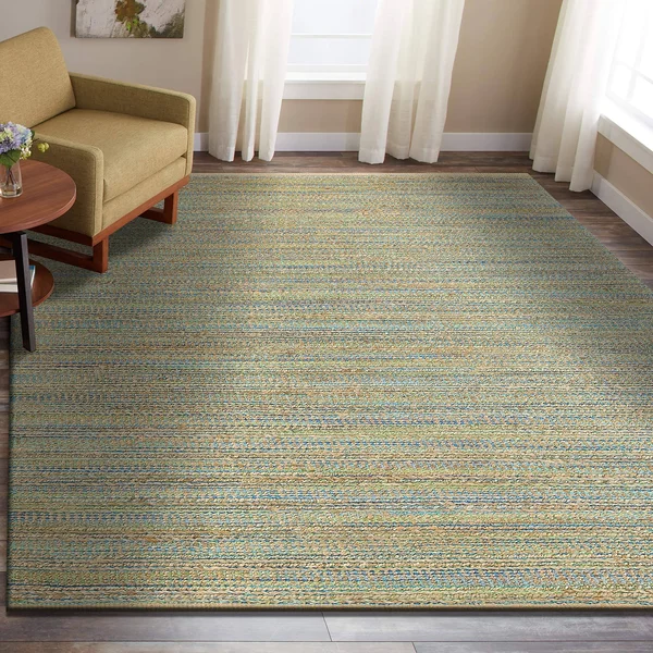 LR Resources NATUR03313BGN90C0 9 x 12 ft. Natural Fiber Rectangle Area Rug Blue & Green
