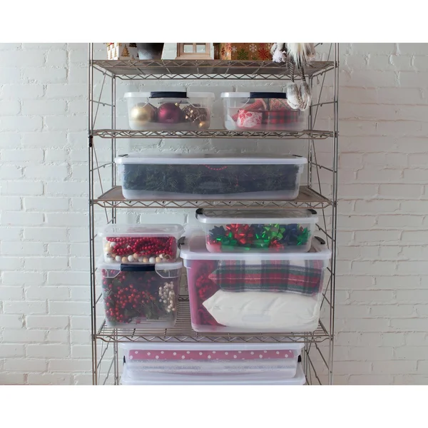 Rubbermaid Cleverstore 95 Quartt Latching Plastic Storage Container & Lid - Clear