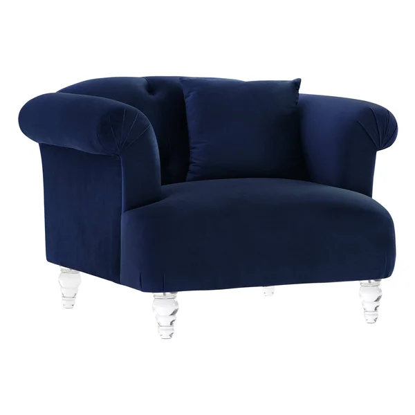 Armen Living Elegance Contemporary Chair in Blue Velvet with Acrylic Legs
