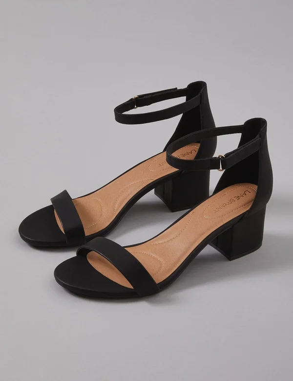 Plus Size Women's Short Ankle Strap Block Heel Sandal, Size: 9W, Black, Lane Bryant
