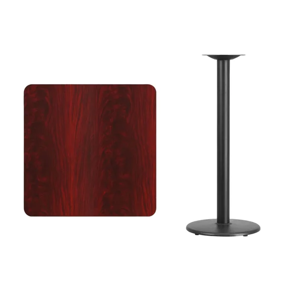 Flash Furniture 30&& Square Mahogany Laminate Table Top with 18&& Round Bar Height Table Base
