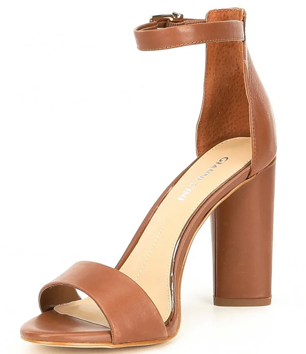 Gianni Bini Joenah Two Piece Ankle Strap Block Heel Dress Sandals - Womens, 9.5M, Spanish Sand - Dillard&s Exclusive