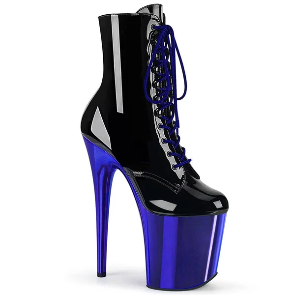 Pleaser - Womens FLAMINGO-1020 Platforms Blk Pat/Royal Blue, Size-5