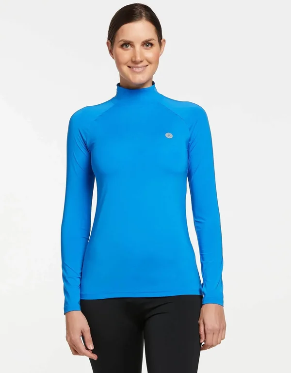 UPF 50+ Sun Protective Turtleneck Base Layer for Women - Solbari Silver