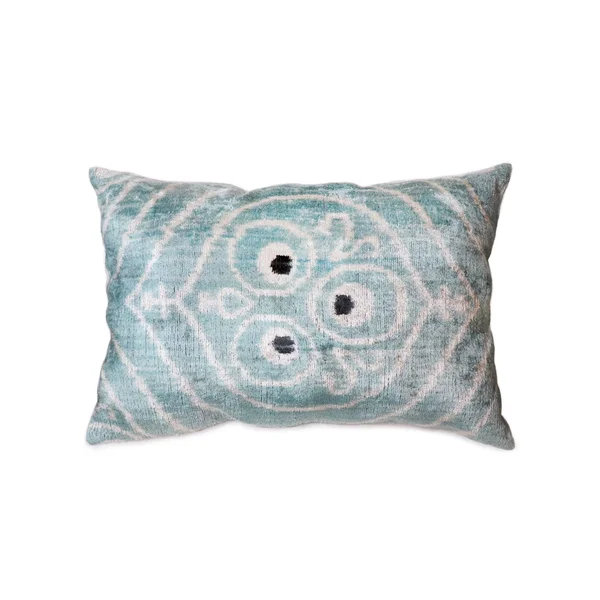 Pasargad Silk Velvet Ikat Pillow, White