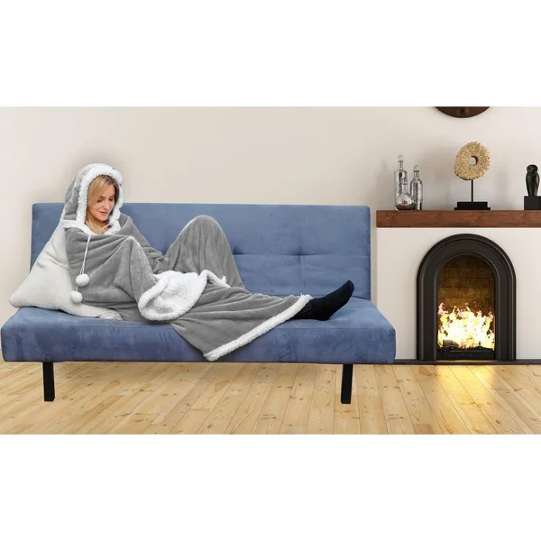 Gigi Solid Sherpa Hooded Throw Blanket - Size: 51x71 inch