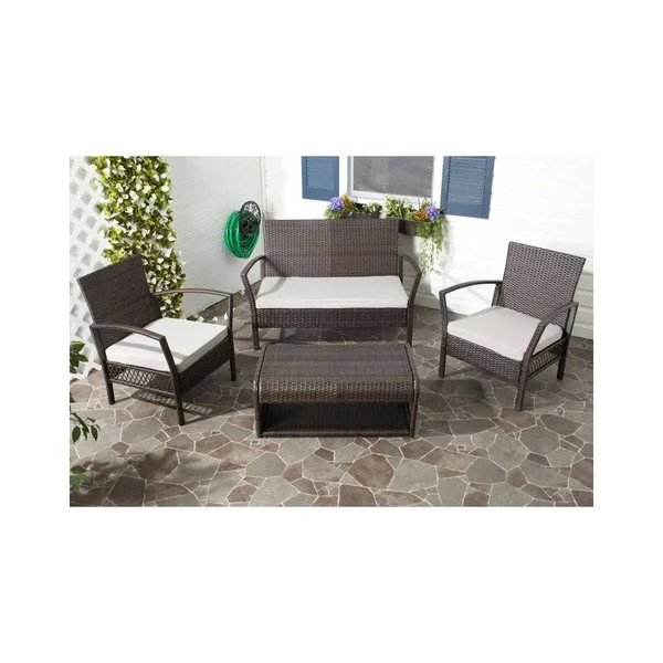 Safavieh Avaron 4 PC Outdoor Set - Brown - Grey