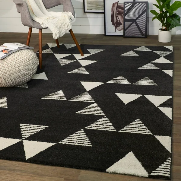 BALTA Phoebe Charcoal 4 ft. x 6 ft. Modern Geometric Area Rug, Grey