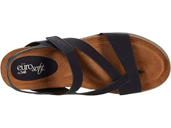 Eurosoft Lexie Wedge Sandal, 8, Leather