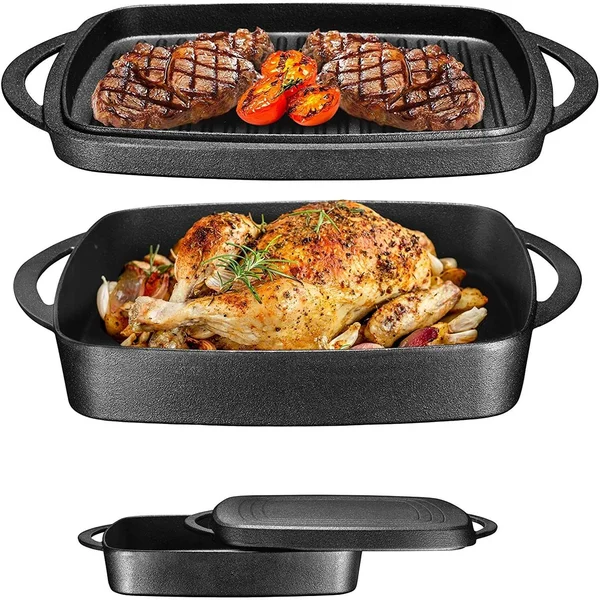 Bruntmor 7 qt. Non-Stick Cast Iron Square Braiser with Lid Color: Black SX946-PS