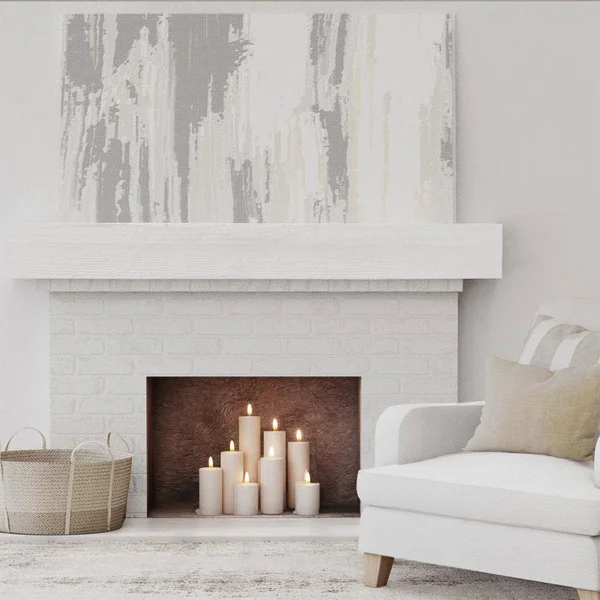 Ekena Millwork MANURS08X10X60UN 8x22H x 10x22D x 60x22W Rough Sawn Faux Wood Fireplace Mantel, Factory Prepped, Ready for Paint