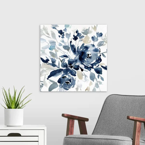 Indigo Garden I - Canvas Wall Art, 20x20, Great Big Canvas