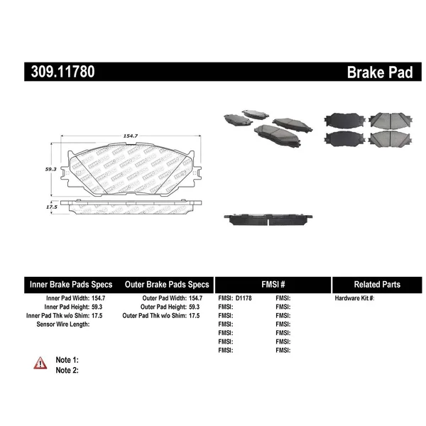 StopTech 309.11780 Sport Brake Pads