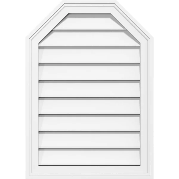 Ekena Millwork GVPOT12X3202SF 12x22W x 32x22H Octagonal Top Surface Mount PVC Gable Vent: Functional, w/ 2x22W x 1-1/2x22P Brick