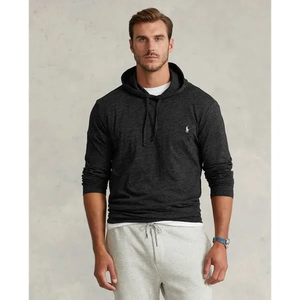 Ralph Lauren Men's Jersey Hooded T-Shirt - Size L Tall in Black Marl Heather/C9590