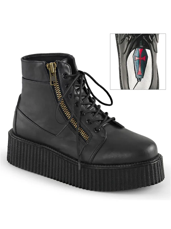 Demonia - V-CREEPER-571 10, Black Vegan Leather