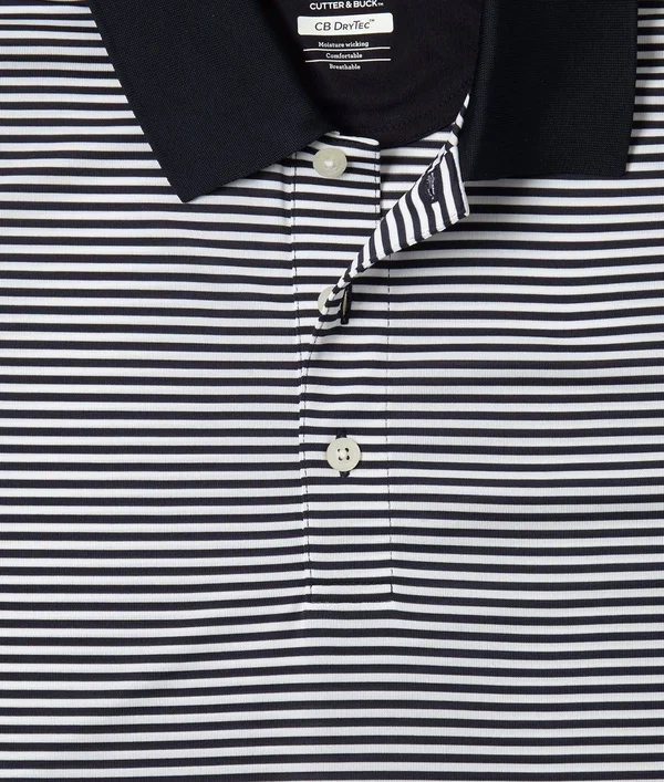 Cutter & Buck Men's Navy Blue/White DryTec Trevor Stripe Polo