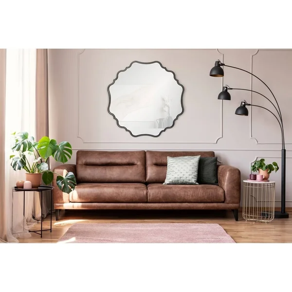 Renwil Yarina Framed Antique Dark Grey Mirror - Clear - Large