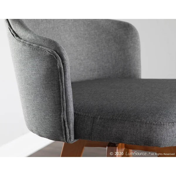 LumiSource Ahoy Counter Stool Grey Fabric Walnut