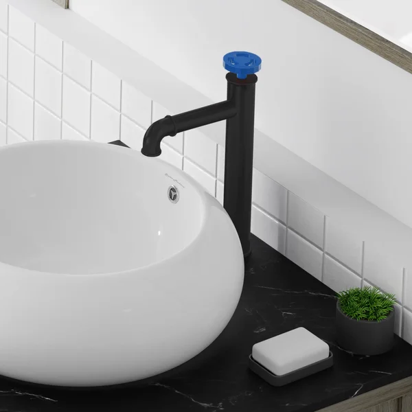 Avallon 12 Single Handle, Bathroom Faucet in Matte Black - Blue