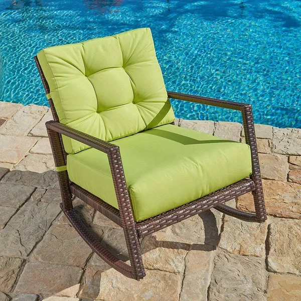 Pheap Outdoor Wicker Rocking Chair by Havenside Home - Blue