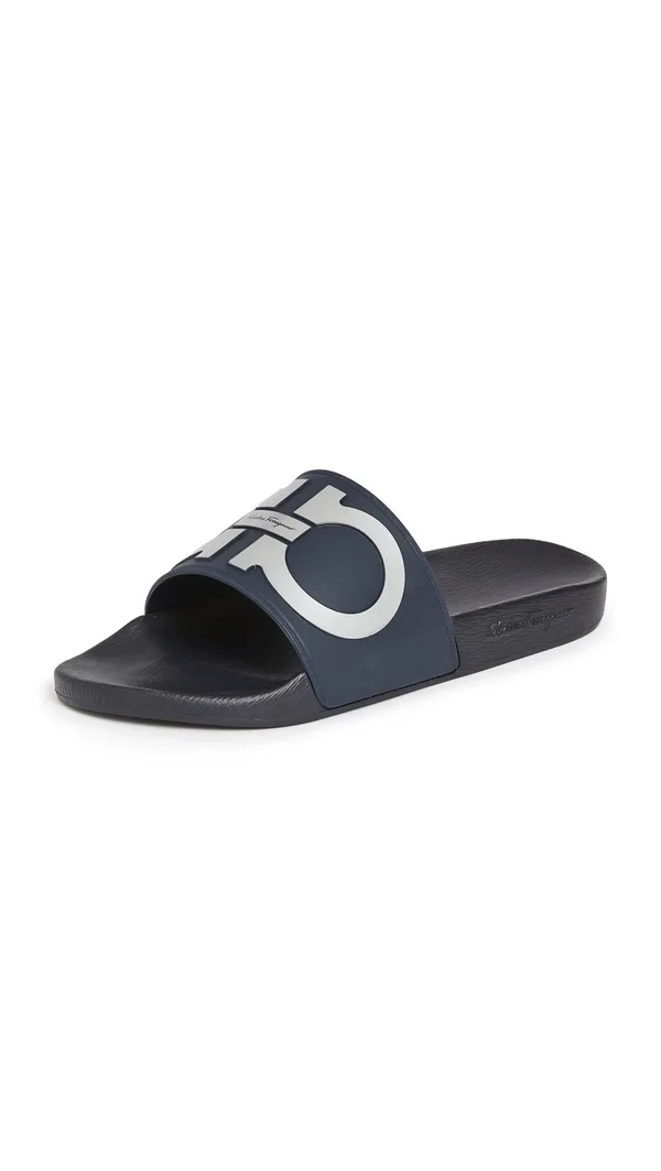 Men's Salvatore Ferragamo Groove 2 Slide Sandal - Size 13 M - Blue