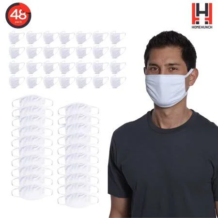 Lebbro Cloth Face Mask Reusable and Washable Masks 48 Pack Men and Women White, Adult Unisex, Size: One Size