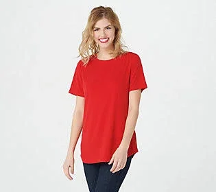 Susan Graver Modern Essentials Liquid Knit Top - Size X-Small, Vivid Poppy