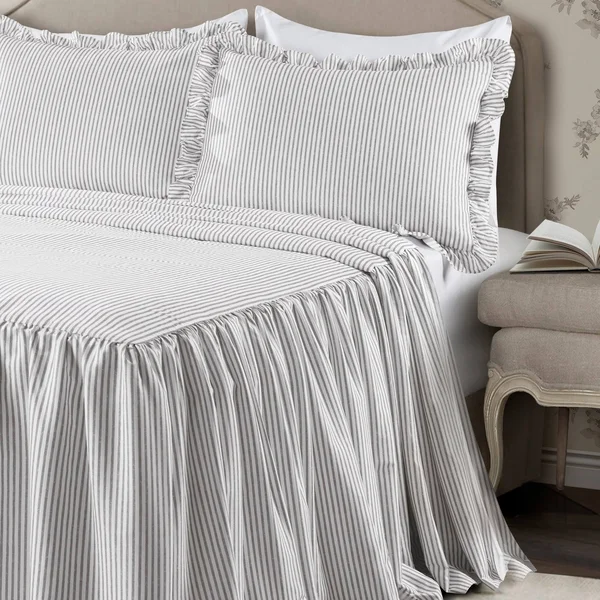 The Gray Barn Lazy Acres Ticking Stripe Bedspread Set - Blush - Twin