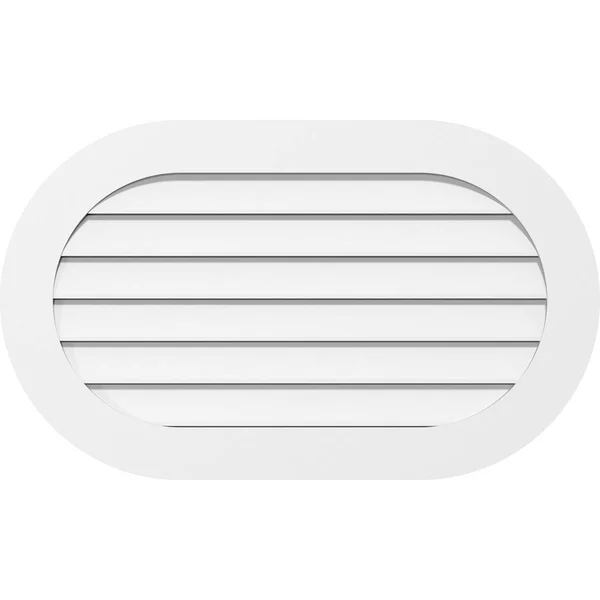 Ekena Millwork GVPRE42X3401SF 42x22W x 34x22H Horizontal Round Ended Surface Mount PVC Gable Vent: Functional - w/ 3-1/2x22W x 1x