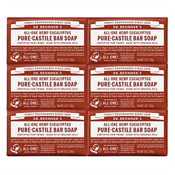 Dr. Bronner&s Magic Soaps Pure-Castile Soap - All-One Hemp Eucalyptus, 5-Ounce Bars ( 6)