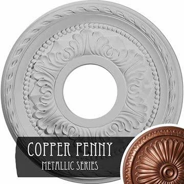 12 1/8x22OD x 3 1/2x22ID x 1x22P Palmetto Ceiling Medallion (Fits Canopies Up to 4 7/8x22) - Hand-Painted Copper Penny