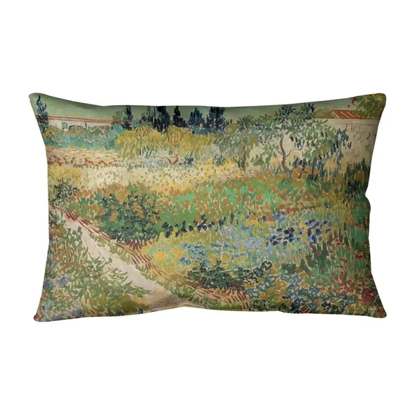 ArtVerse Bluhender Garten mit Pfad Lumbar Pillow - Purple - Synthetic Fiber