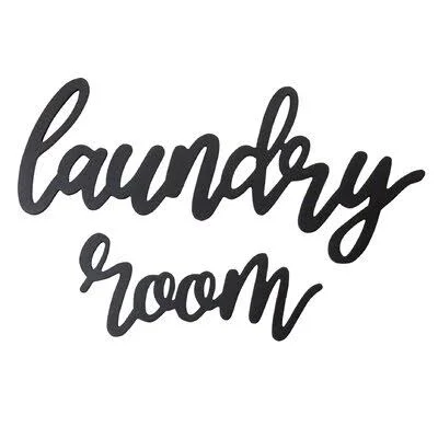 2 Piece Wood Laundry Room Script Wall D閏or Set Gracie Oaks