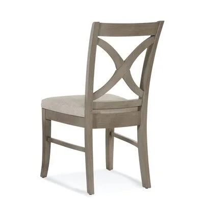 Hues Cross Back Side Chair Braxton Culler Body Fabric: Blue and Cream Stripe; 0201-64 - Leg Color: Bisque Finish