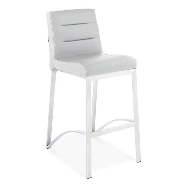 Lynx Counter Height Contemporary Bar Stool with Metal Base - Grey